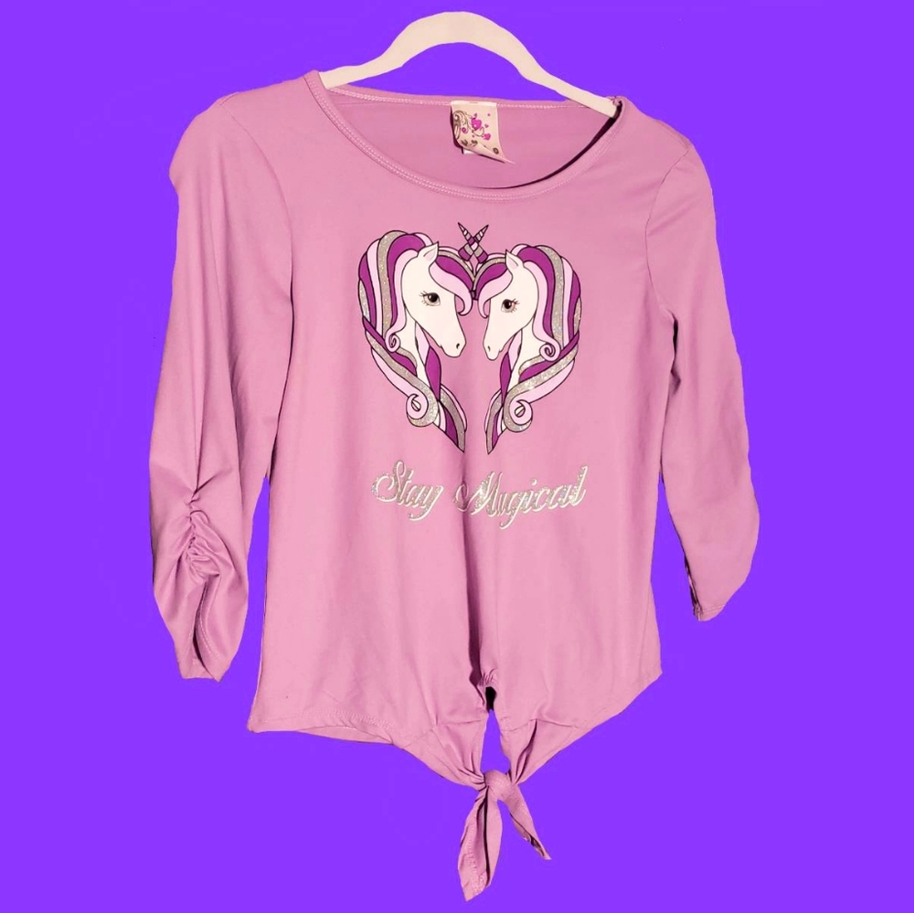 Jenna and Jessie Pink Unicorn "Stay Magical" Top